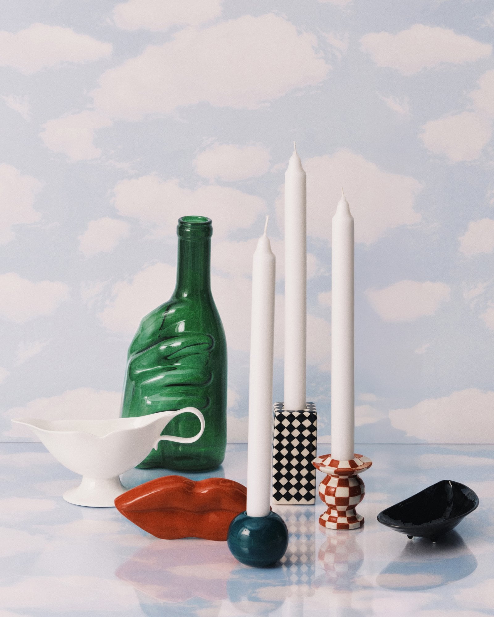 Serax Portacandela Les Objets Mouleversants No. 2, rosso - bianco | Finnish Design Shop