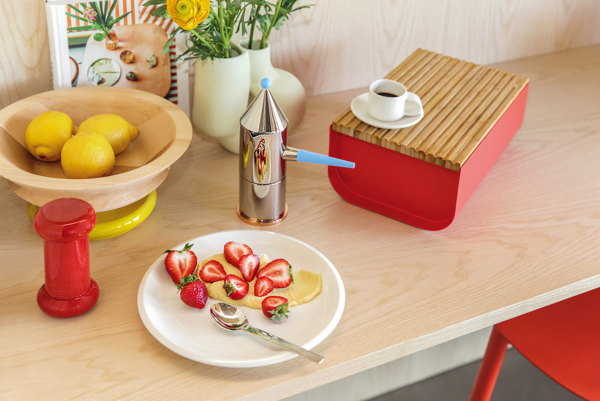 Alessi Mattina breadbox, red | Finnish Design Shop