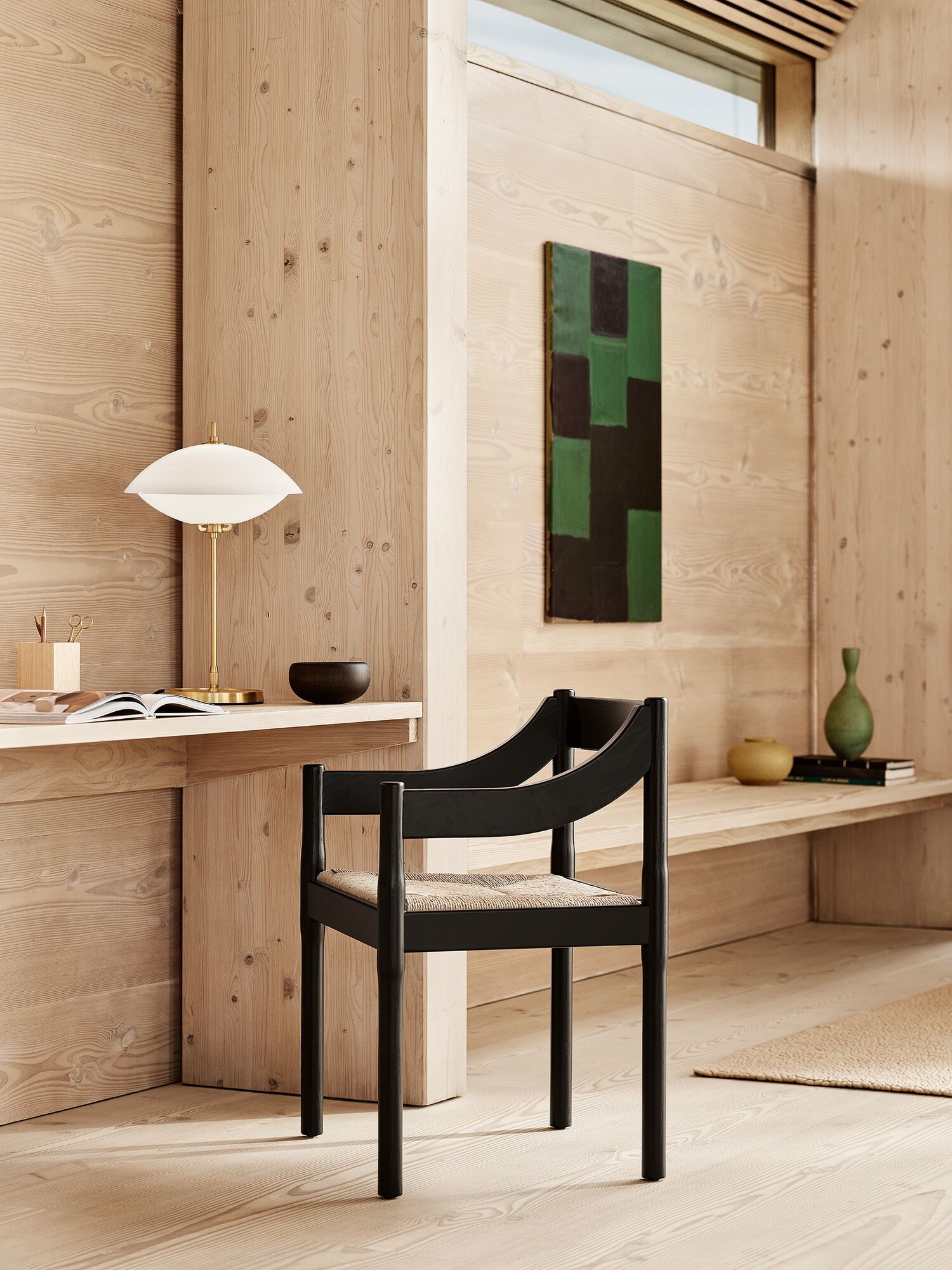 Fritz Hansen Carimate chair, black ash natural paper cord