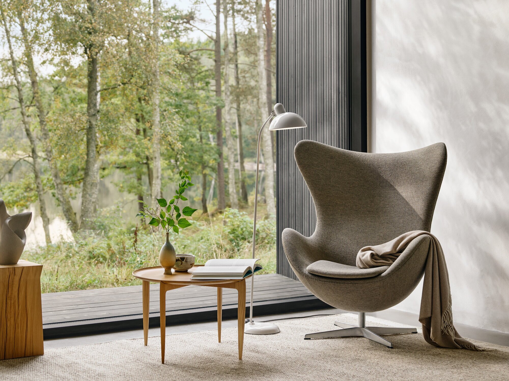 Fritz Hansen Egg lounge chair, satin polished aluminium Re-wool