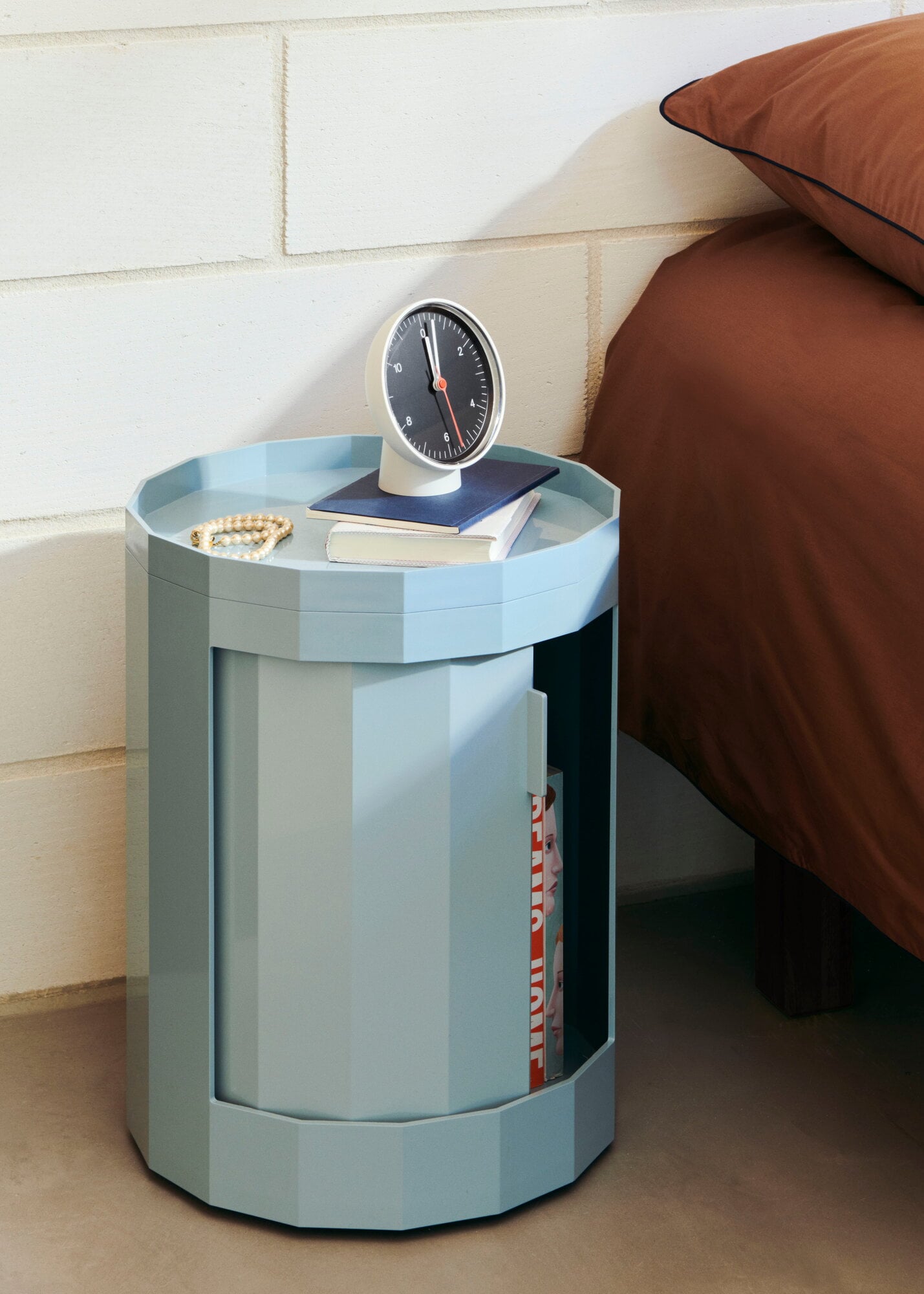 HAY Facet cabinet incl. feet and castors, low, misty blue