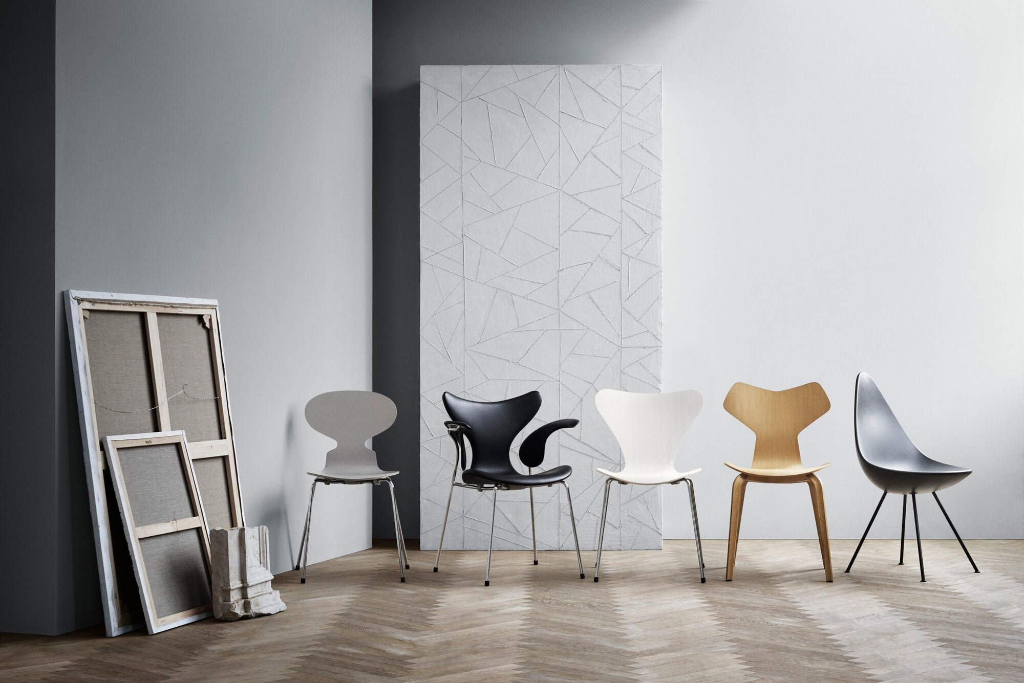 Arne Jacobsen 3170 FRITZ HANSEN グレー Fritz Hansen Series 7 3107 chair, chrome - white | Finnish Design Shop