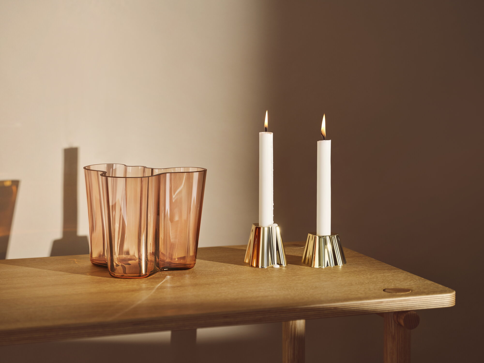 Iittala Aalto candleholder, 65 mm, brass | Finnish Design Shop