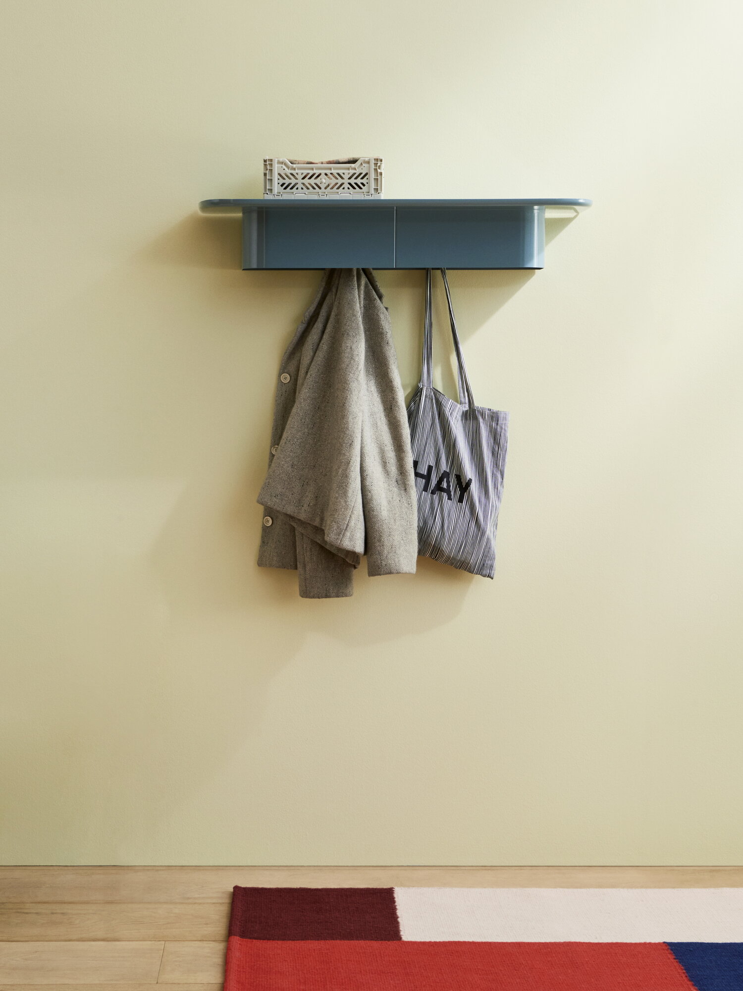 HAY Korpus shelf L, 7 hooks, sea | Finnish Design Shop