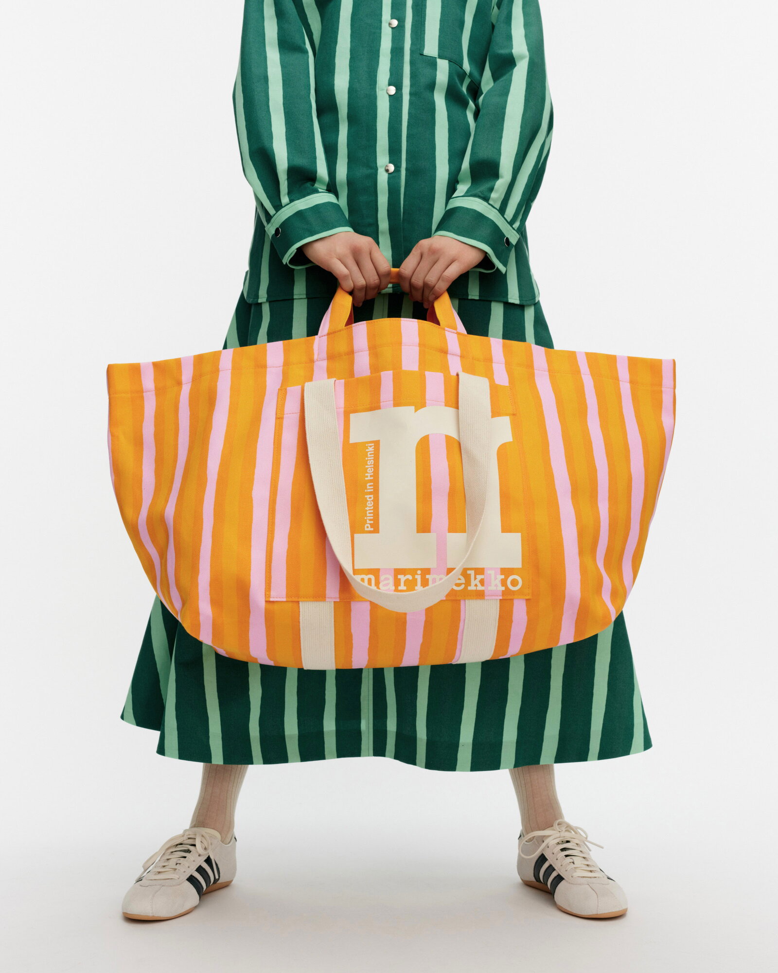 Marimekko Mono City XL Tote Piccolo bag, orange - pink | Finnish