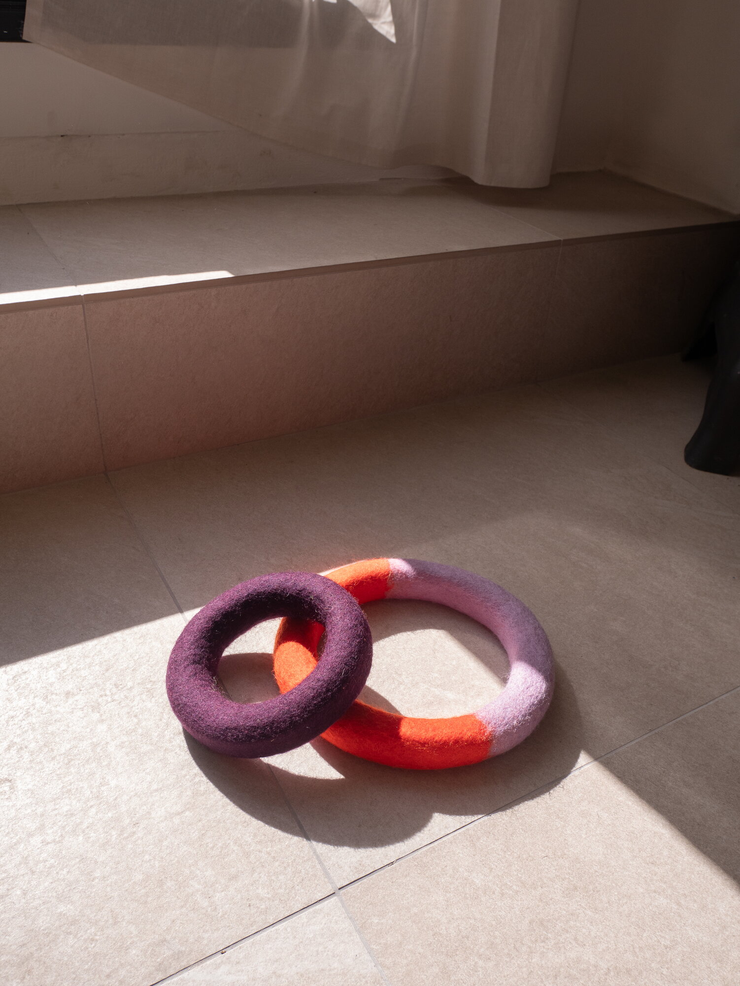 Masimalo Duo Circle dog toy, orange - purple | Finnish Design Shop