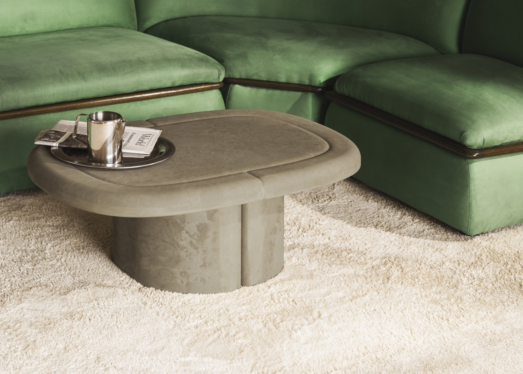 Mater Alder lounge table, oval, earth grey | Finnish Design Shop
