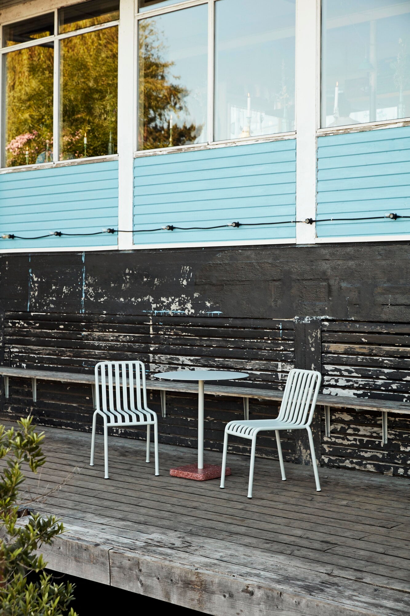 HAY Terrazzo table, 70 cm, sky grey - red | Finnish Design Shop