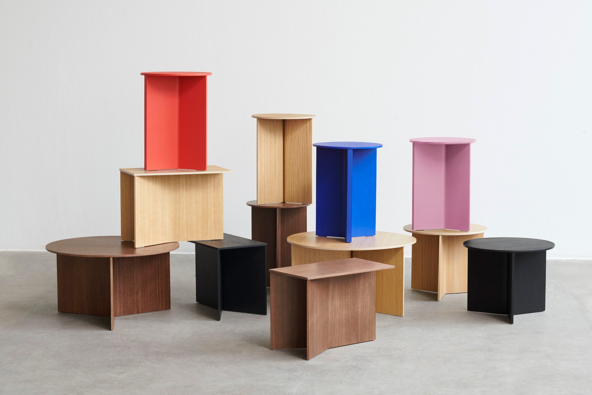 HAY Slit Wood table, 35 cm, high, lacquered oak | Finnish
