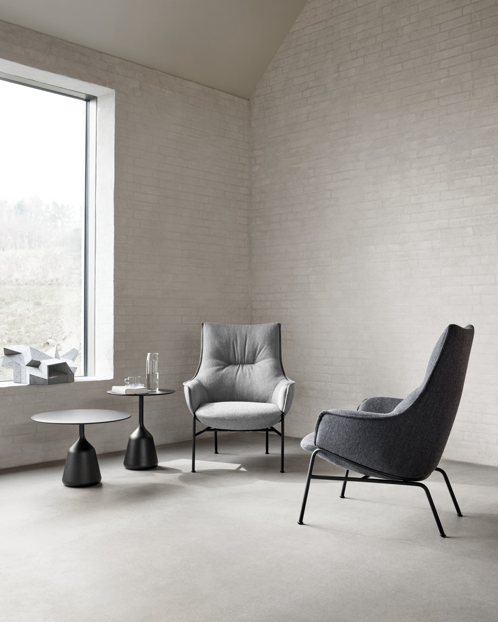 Wendelbo Coin side table, high, black - black laminate | Finnish