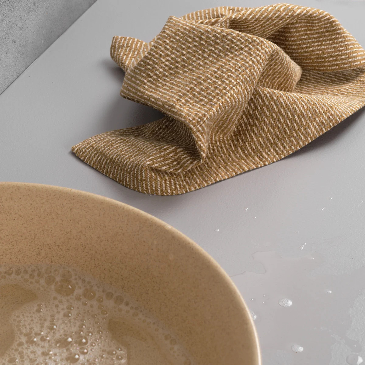 The Organic Company Kitchen and wash cloth, khaki - stone | Finnish ...
