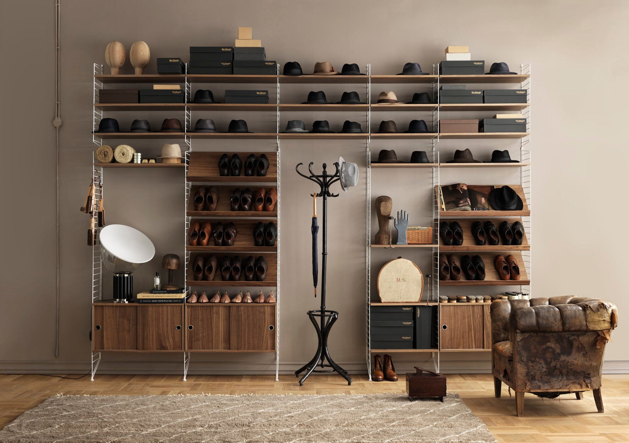 String Furniture String hylly 58 x 30 cm, 3 kpl, pähkinä | Finnish ...