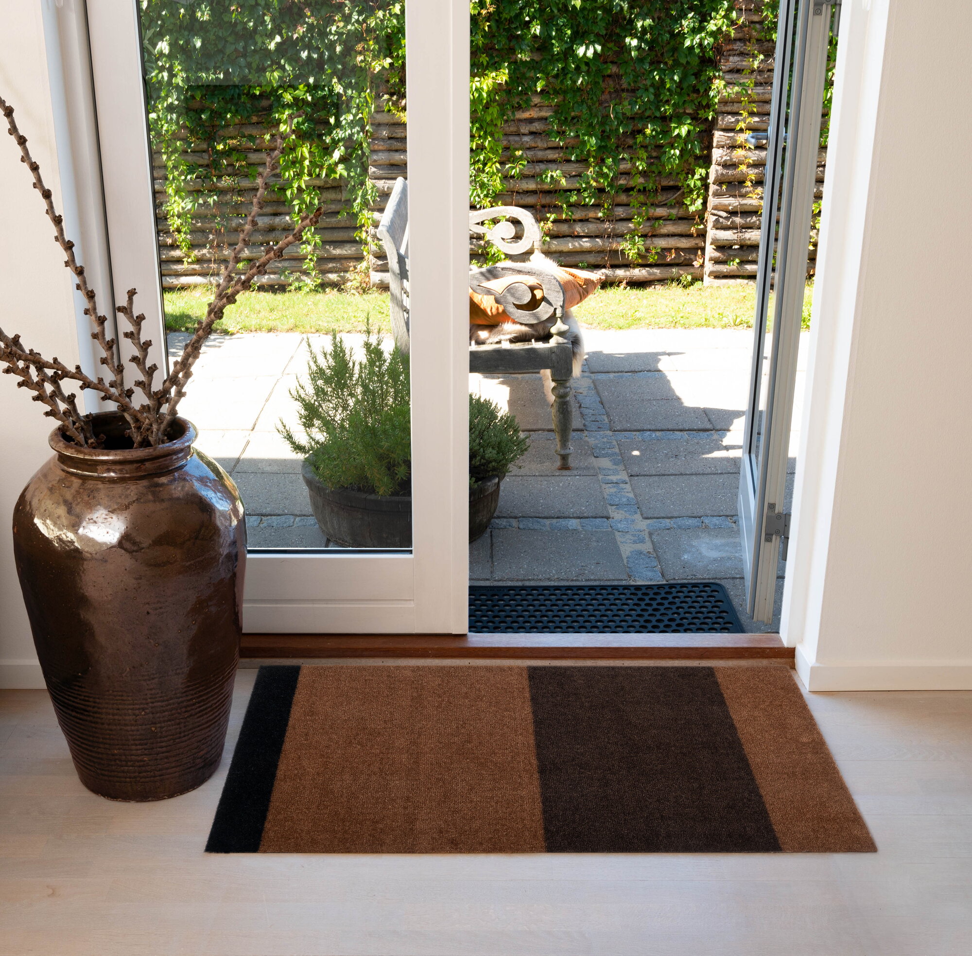 Tica Copenhagen Stripes horizontal rug, 67 x 120 cm, cognac - d.brown ...