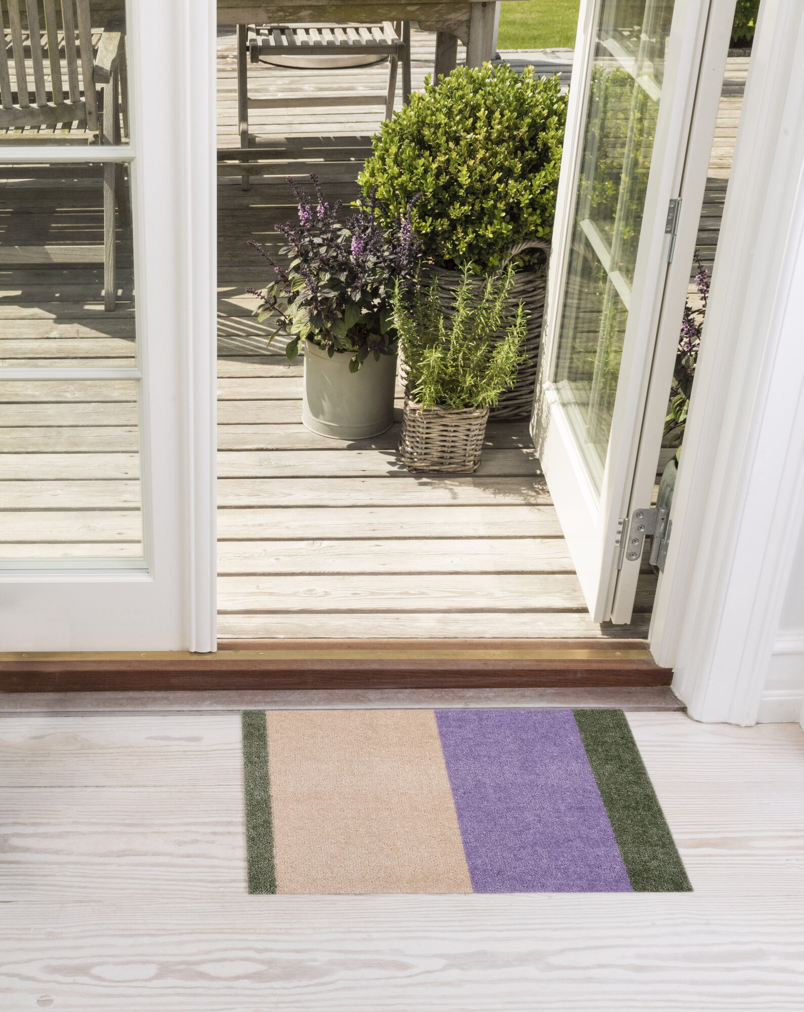 Tica Copenhagen Stripes horizontal rug, 40 x 60 cm, green - lilac ...