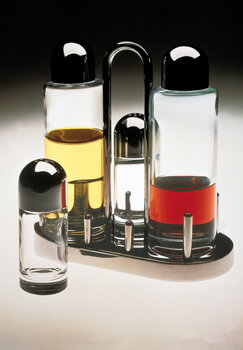 Alessi 5070 condiment set, stainless steel - crystalline glass, decoration image