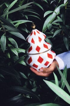 Alessi Bonbonnière Sweet, 15,5 x 22 cm, blanc - rouge - or, image décorative