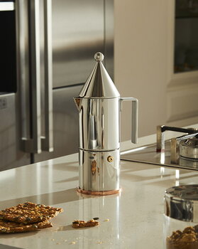 Alessi La Conica espresso coffee maker, 3 cups, steel, decoration image