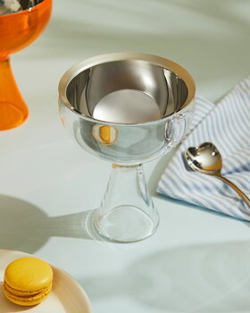 Alessi Big Love ice cream bowl with spoon, mirror polished  stainless steel, decoration image