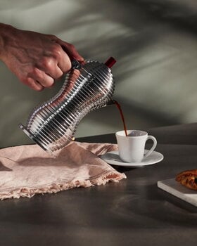 Alessi Pulcina espresso coffee maker, 3 cups, aluminium - red