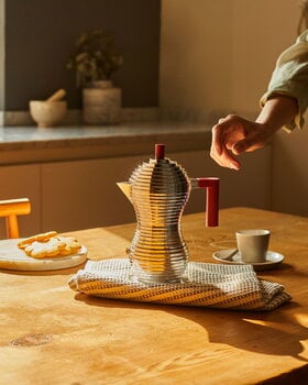 Alessi Pulcina induction espresso coffee maker, 6 cups, aluminium - red