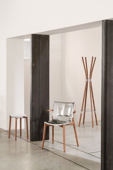 Alessi Poêle stool, brown beech - mirror polished steel