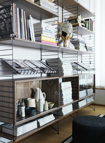 String Furniture String magazine shelf, 78 x 30 cm, white steel
