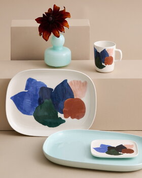 Marimekko Oiva - Pyykki lautanen, 15 x 12 cm, valkoinen-v.sininen-vihreä