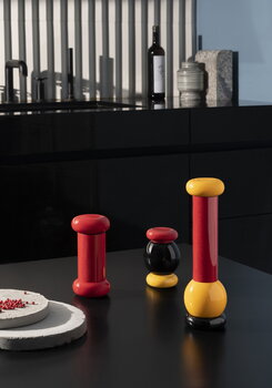 Alessi Sottsass grinder, large, black - red - yellow