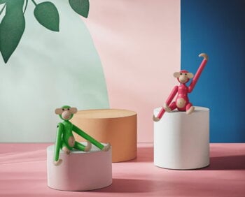 Kay Bojesen Denmark Puinen apina, mini, pinkki, sisustuskuva