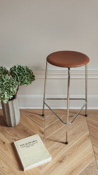 Fritz Hansen Dot high stool, walnut leather - chrome