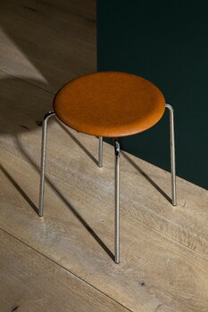 Fritz Hansen Dot stool, walnut leather - chrome