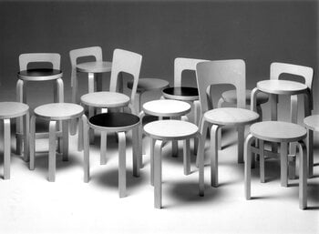 Artek Aalto stool E60, black linoleum - birch