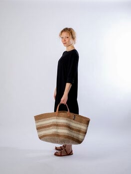 Mifuko Pamba basket, XXL, white - brown