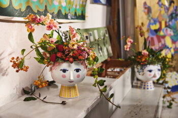 Bjørn Wiinblad Pot de fleurs sur pied Eva, 15,5 cm, rose