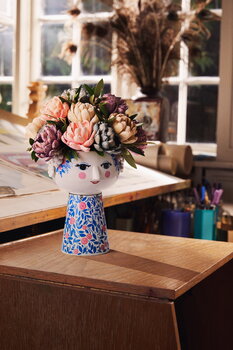 Bjørn Wiinblad Vaso Eva, 18,5 cm, blu - rosa, immagine decorativa