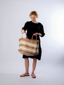 Mifuko Pamba basket, XXL, white - brown