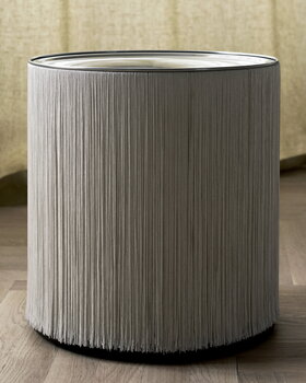 GUBI Model 597 table lamp, polished aluminium - cream fringe