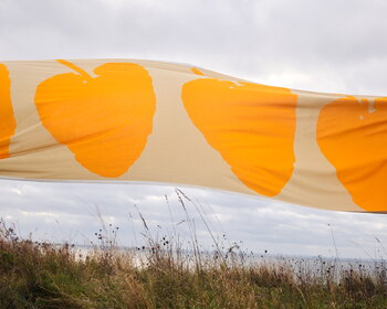 Marimekko Valkea Yö puuvillakangas, olki - sahraminkeltainen, sisustuskuva