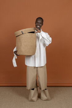 Mifuko Kiondo basket with lid, L, brown, decoration image