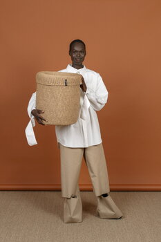 Mifuko Kiondo basket with lid, L, brown, decoration image