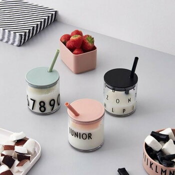 Design Letters Straw lid, light pink