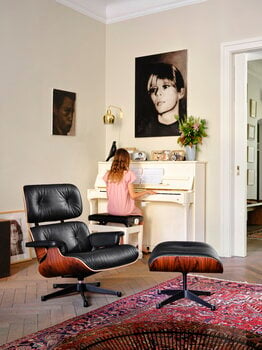 Vitra Poggiapiedi Eames Lounge Ottoman, palissandro - pelle nera