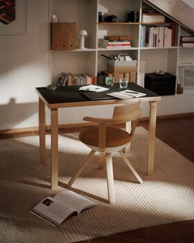 Artek Aalto table 80B, 60 x 100 cm, birch - black linoleum