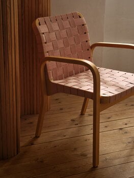 Artek Fauteuil Aalto 45, miel - sangle naturelle/rouge