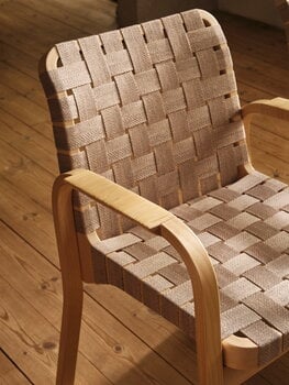 Artek Aalto Armchair 45, Birke - naturfarben/schwarzes Geflecht - Rattangeflecht