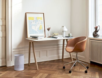 HAY CPH90 2.0 desk, 130 x 65 cm, lacquered oak - off-white linoleum