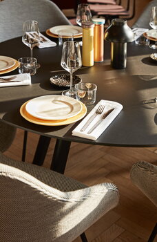 HAY CPH25 table round, 140 cm, black lacquered oak - black lino