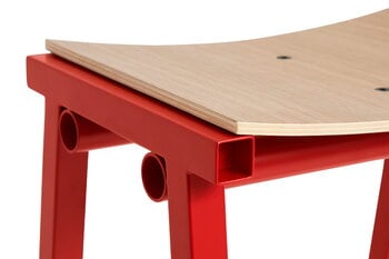 HAY Tabouret de bar Taburete 8, modèle bas, 65 cm, rouge signal - chêne laqué