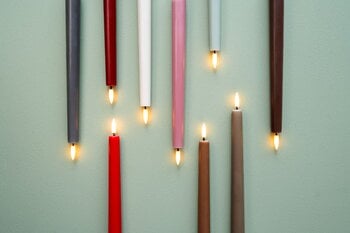 Uyuni Lighting LED taper candle, 25 cm, 2 pcs, red