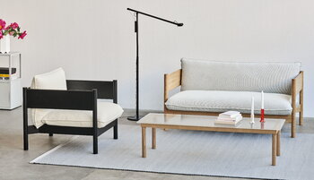 HAY Kofi sohvapöytä 140 x 50 cm, lakattu tammi - kirkas lasi